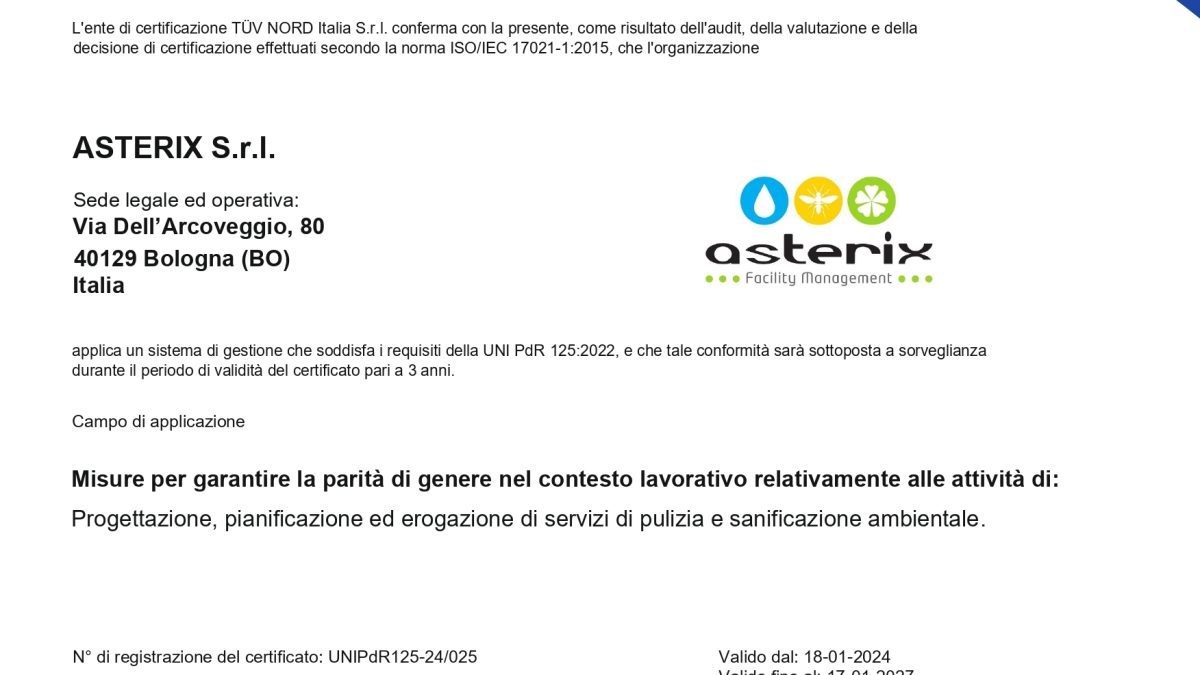 CERTIFICAZIONE PARITA' DI GENERE