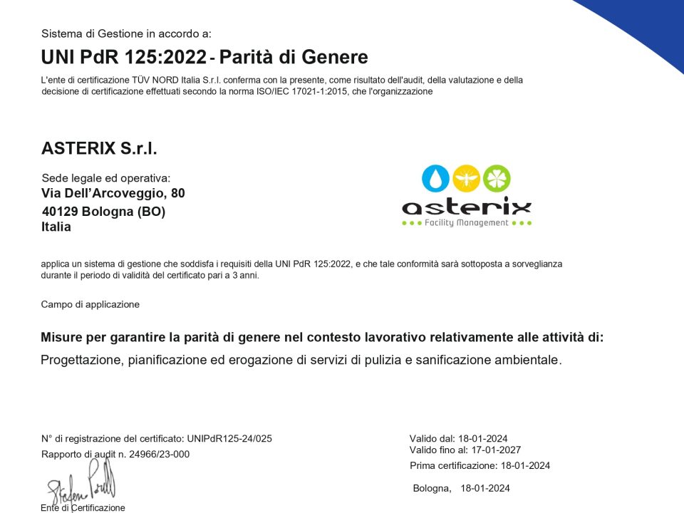 CERTIFICAZIONE PARITA' DI GENERE