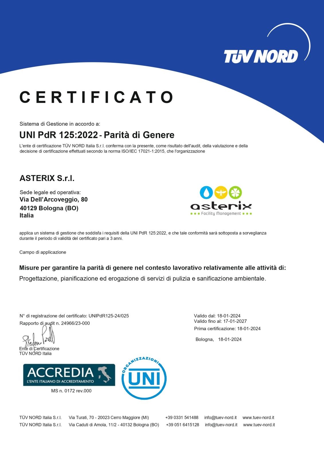 CERTIFICAZIONE PARITA' DI GENERE