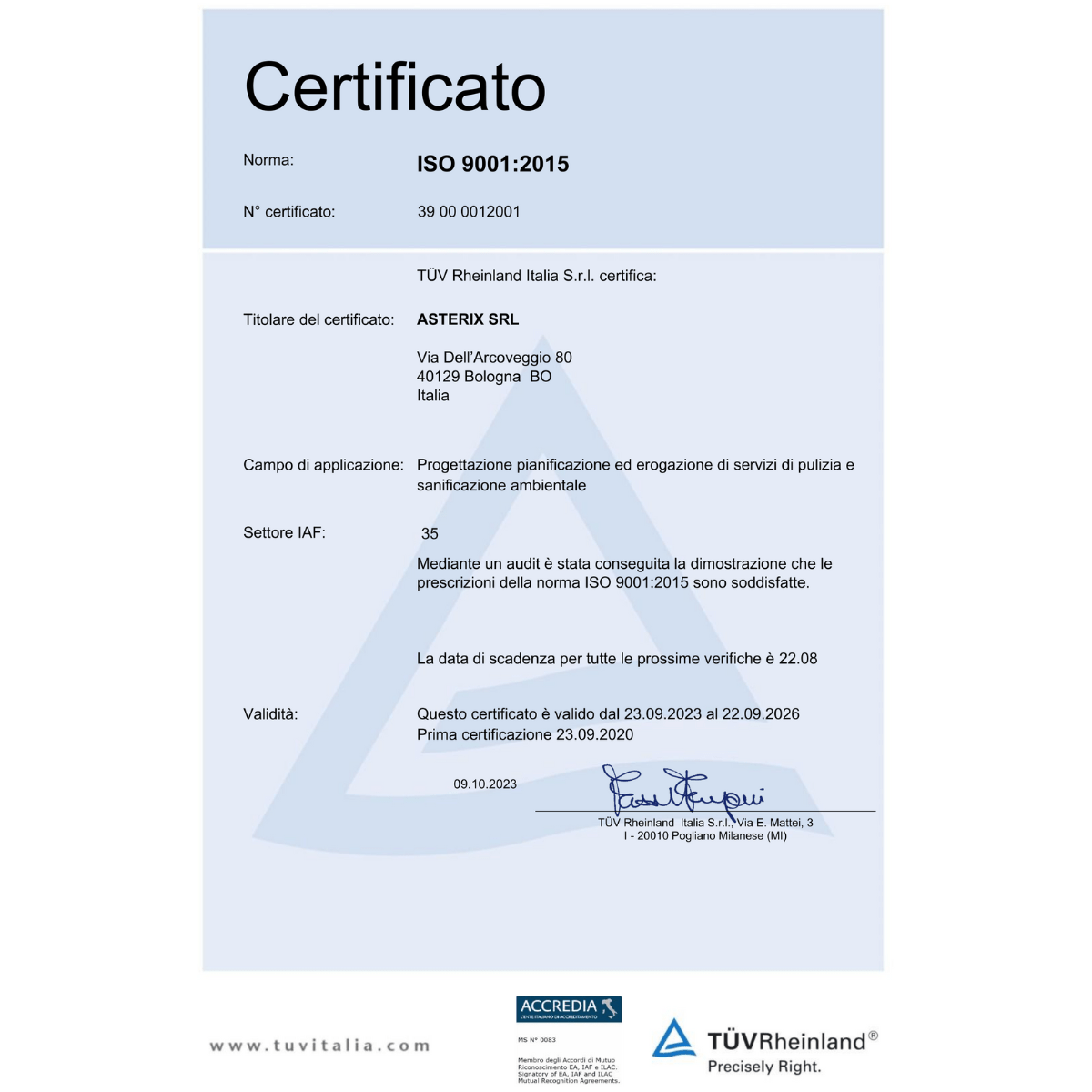 CERTIFICAZIONE ISO 9001-2015